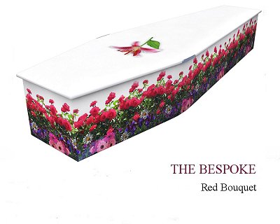 Bespoke my bouquet theme colourful coffin